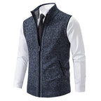 Men's Zip-Through Knit Vest. Sleeveless knitted design.