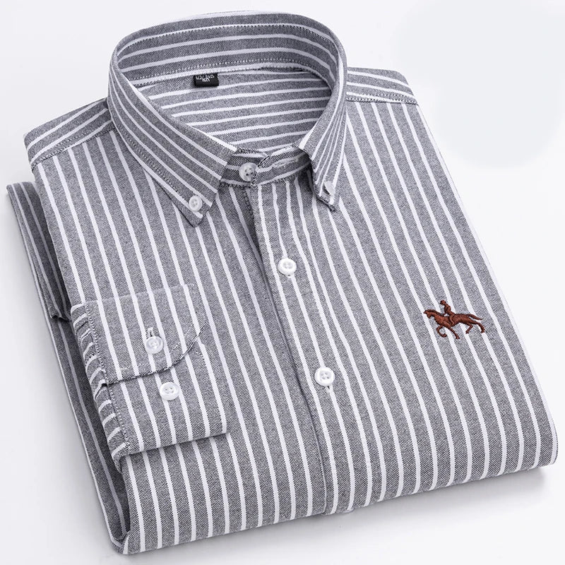 Men's Cotton Oxford Shirt in Plain, Stripe & Check. Oxford cotton fabric.