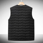 Men's Wave-Quilted Collarless Gilet. Wave quilt pattern.