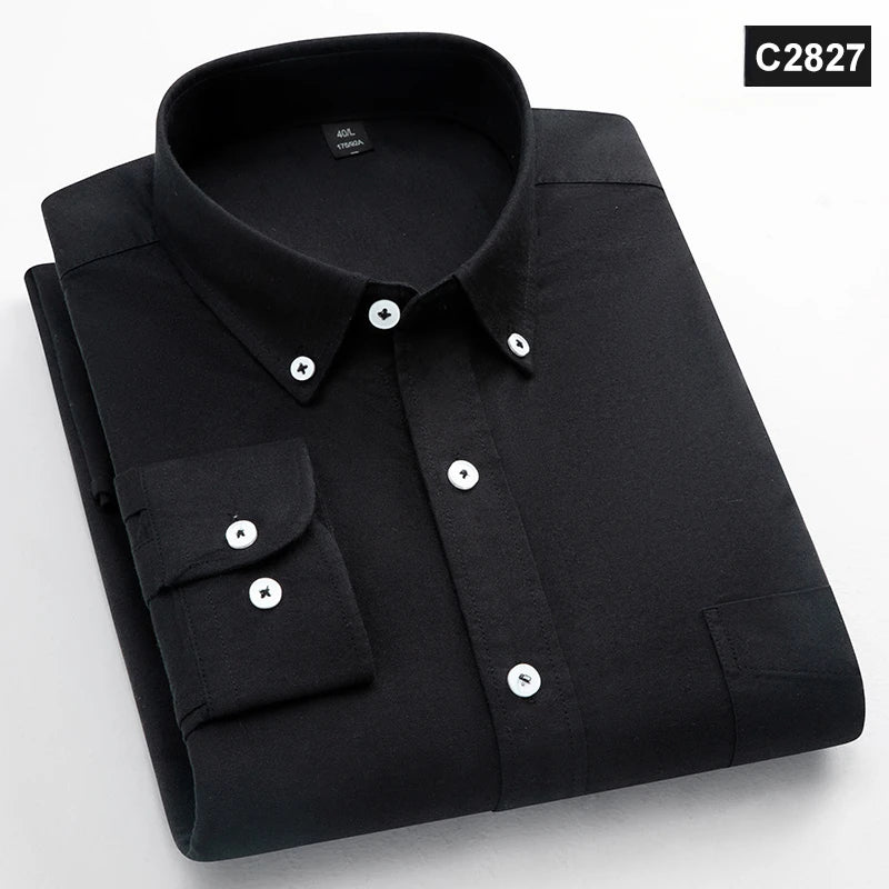 Men's Plain Cotton Oxford Shirt With Chest Pocket. 100% cotton Oxford fabric.