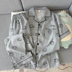 Men's Short-Sleeve Pyjama Shirt & Trouser Set. Short-sleeve button-front shirt.