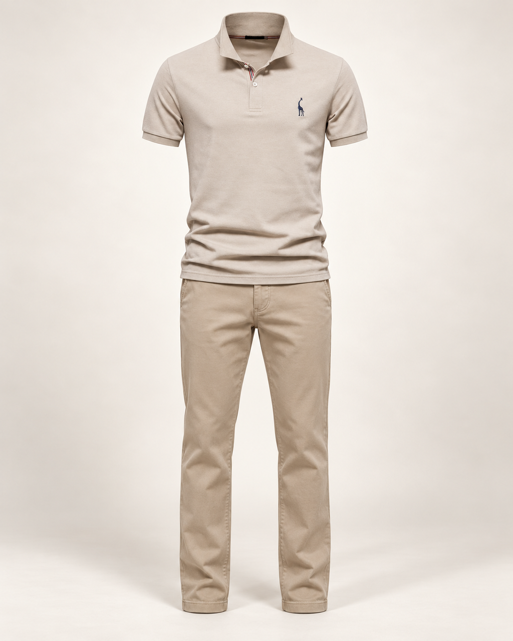 Classic embroidered polo in Stone — studio view