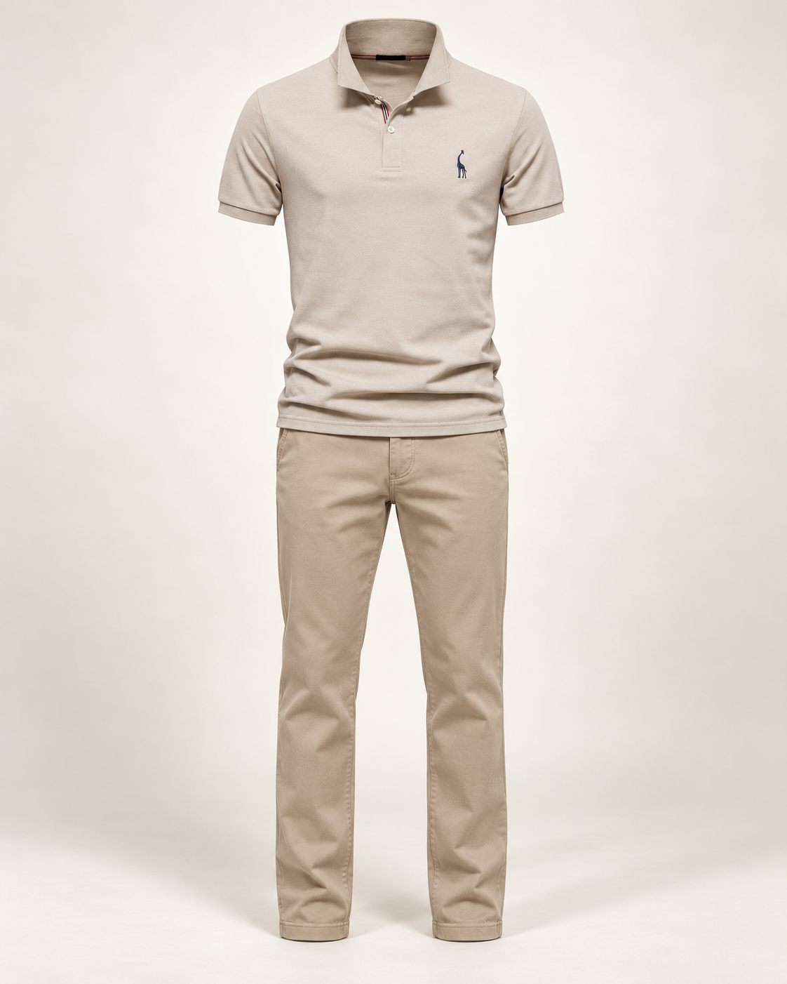 Classic embroidered polo in Stone — studio view