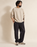 Waffle drawcord sweatshirt in Beige — model view