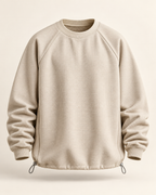 Waffle drawcord sweatshirt in Beige — studio view