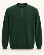 Brushed Henley top in Forest — studio view