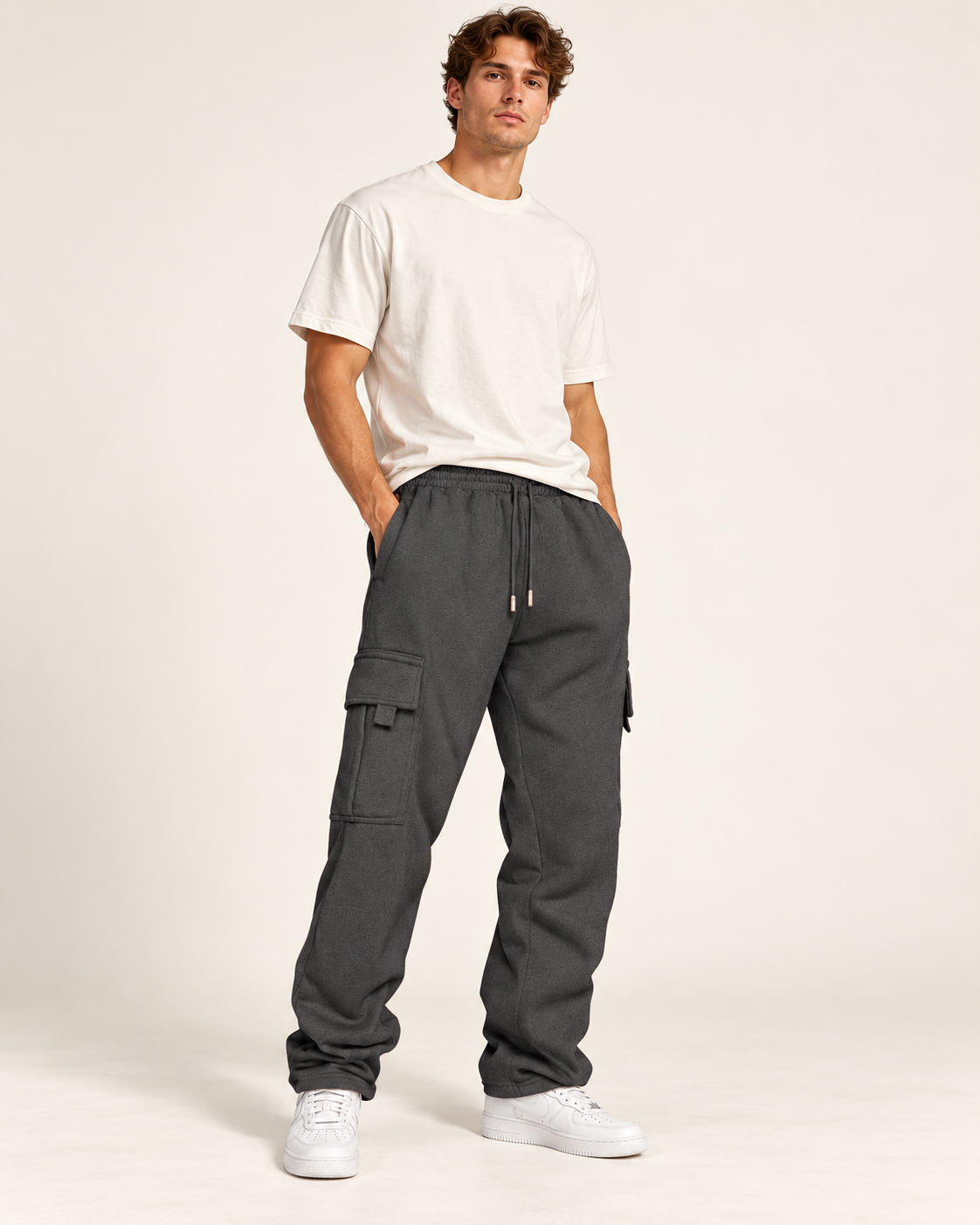 Cargo sweatpants in Charcoal — model view