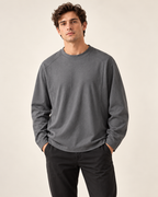 Relaxed crew-neck sweatshirt in Charcoal — model view