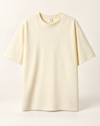 Essential crew-neck tee in Cream — studio view