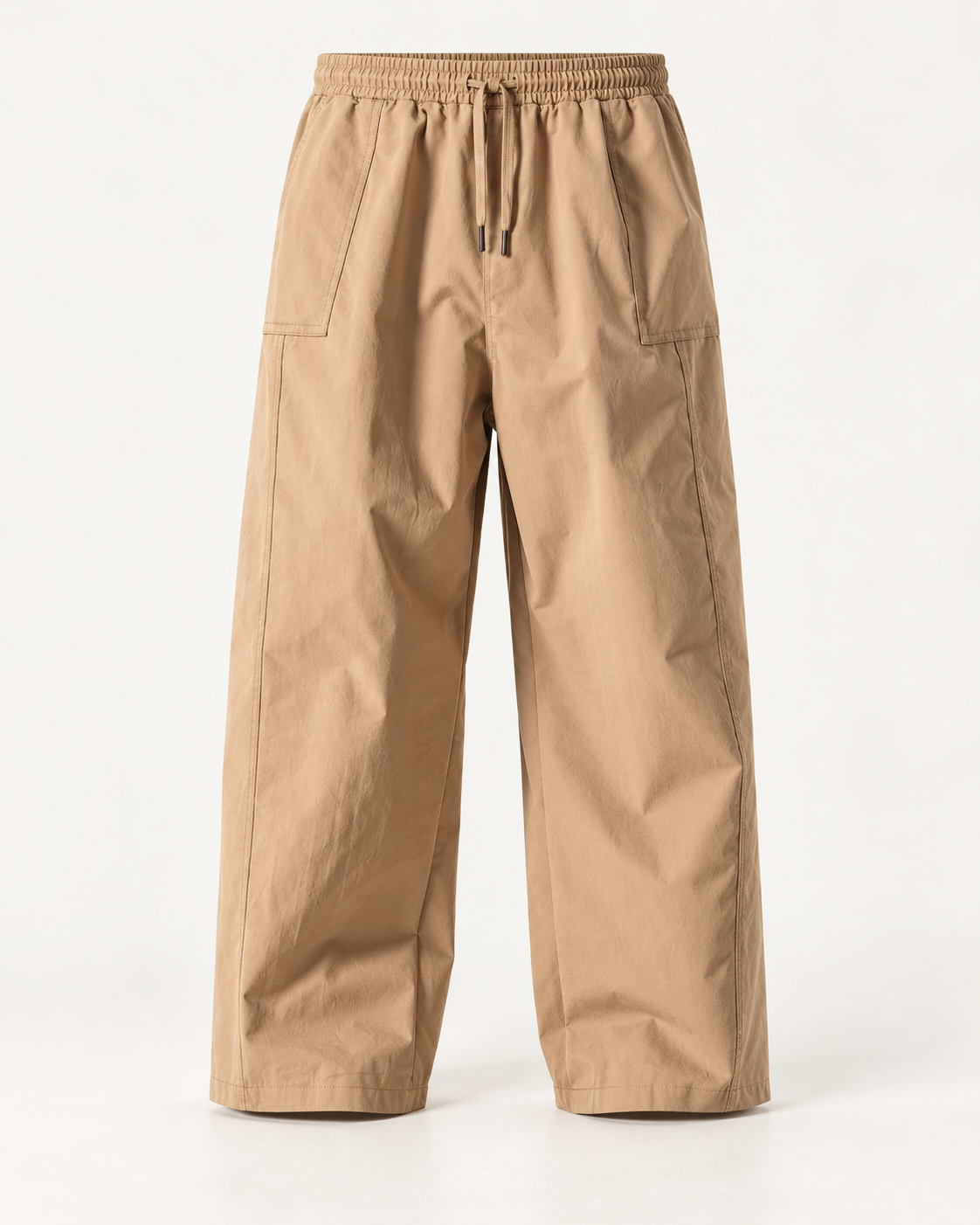 Relaxed wide-leg trousers in Stone — studio view