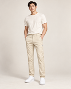 Lightweight straight trousers in Beige — model view
