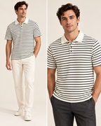 Fine-stripe polo in White — model view