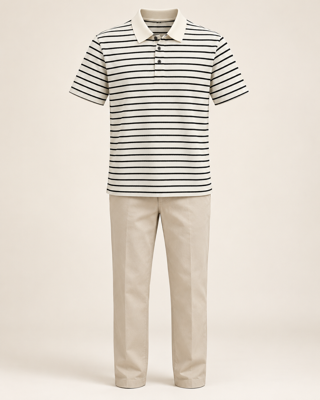 Fine-stripe polo in White — studio view