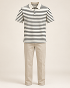 Fine-stripe polo in White — studio view
