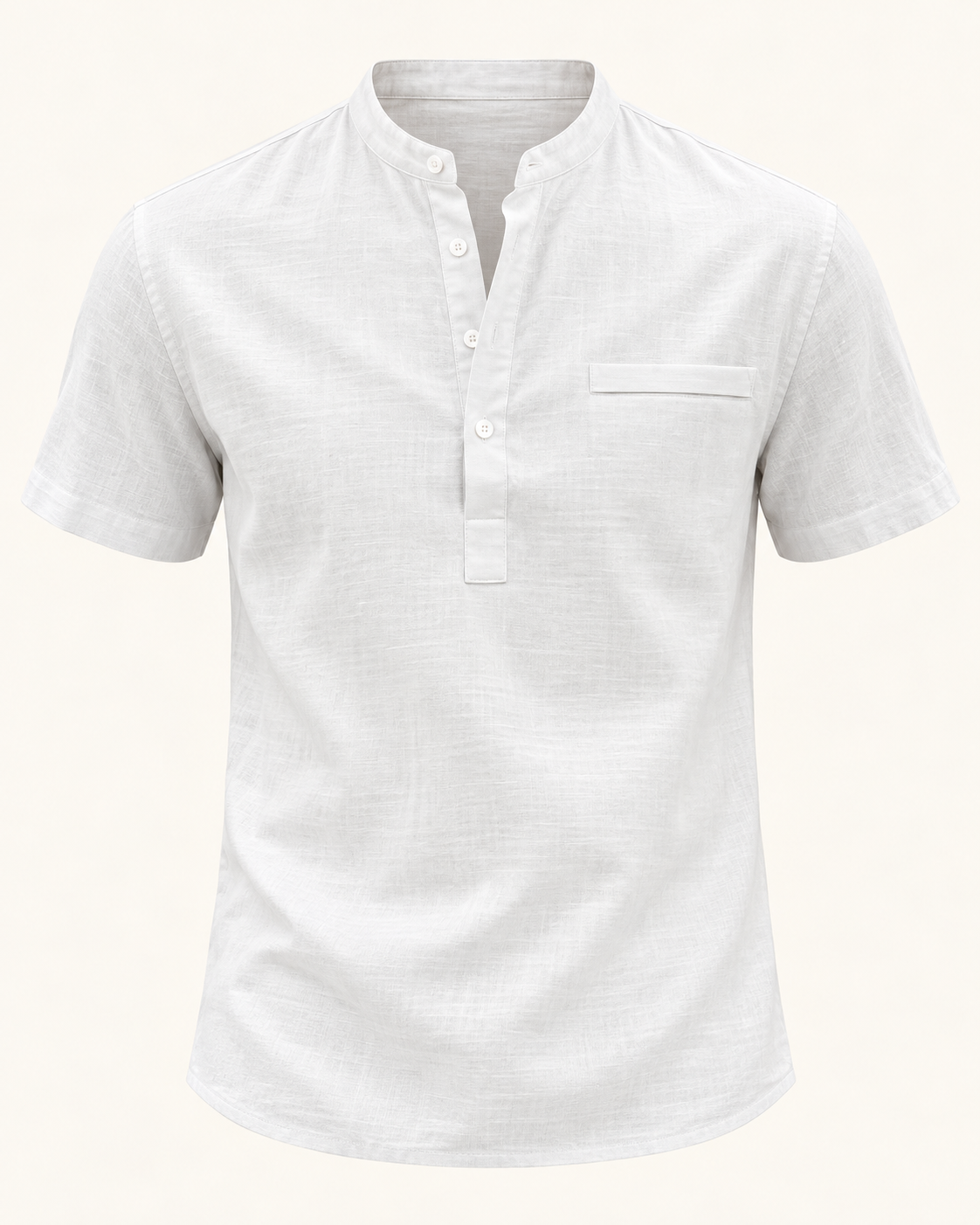 Stand-collar pocket top in White — studio