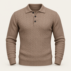 Studio view of knitwear on an ivory background