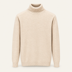 Studio view of knitwear on an ivory background