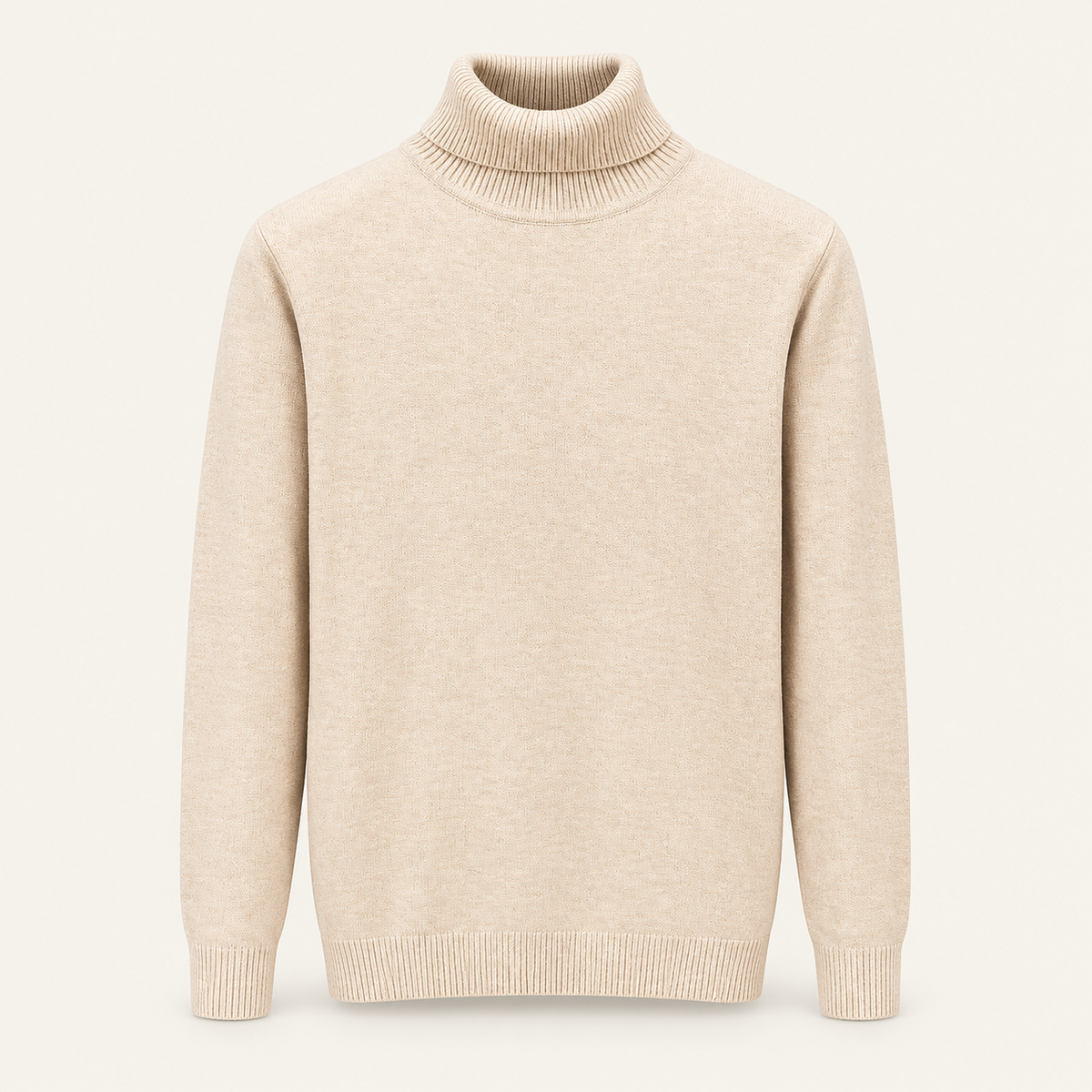 Studio view of knitwear on an ivory background