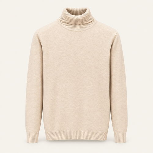 Studio view of knitwear on an ivory background