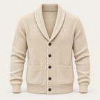 Studio view of knitwear on an ivory background