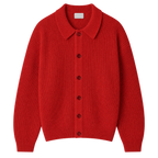 Ribbed collar cardigan — studio view