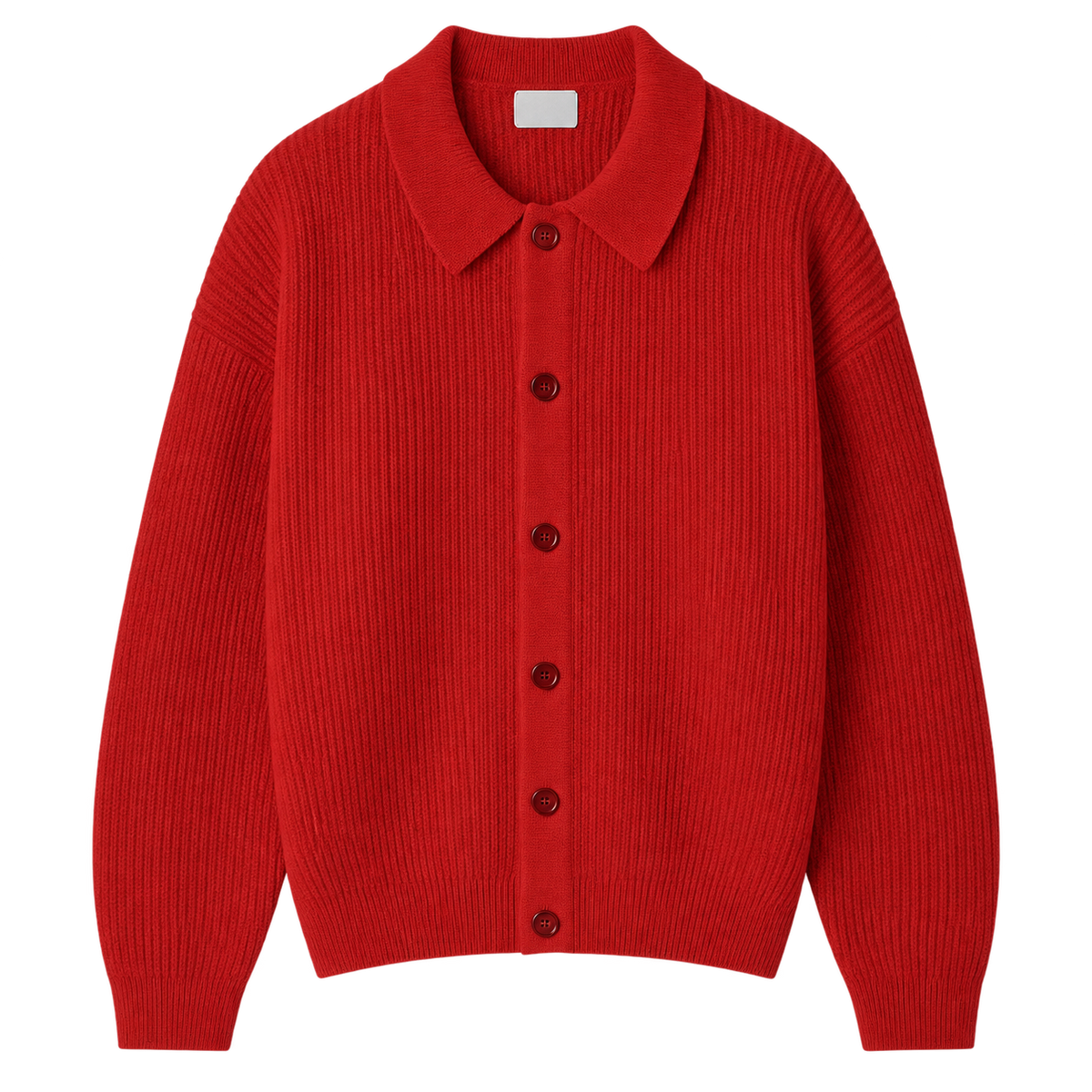 Ribbed collar cardigan — studio view