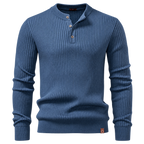 Ribbed Henley knit — studio view