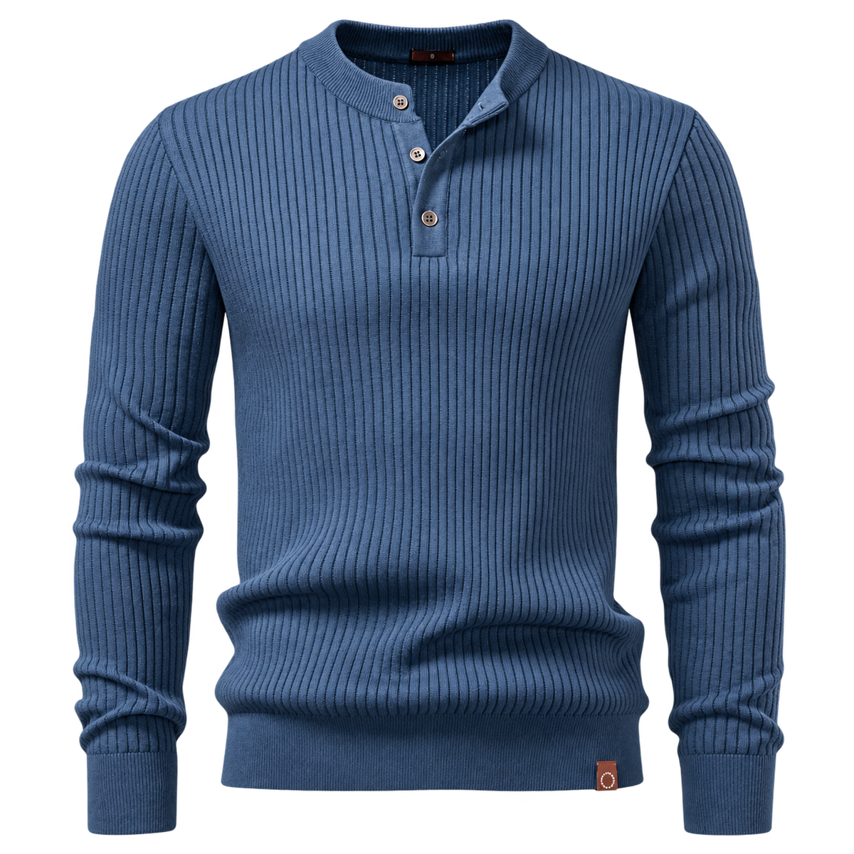 Ribbed Henley knit — studio view