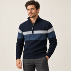 Striped winter quarter zip — model view