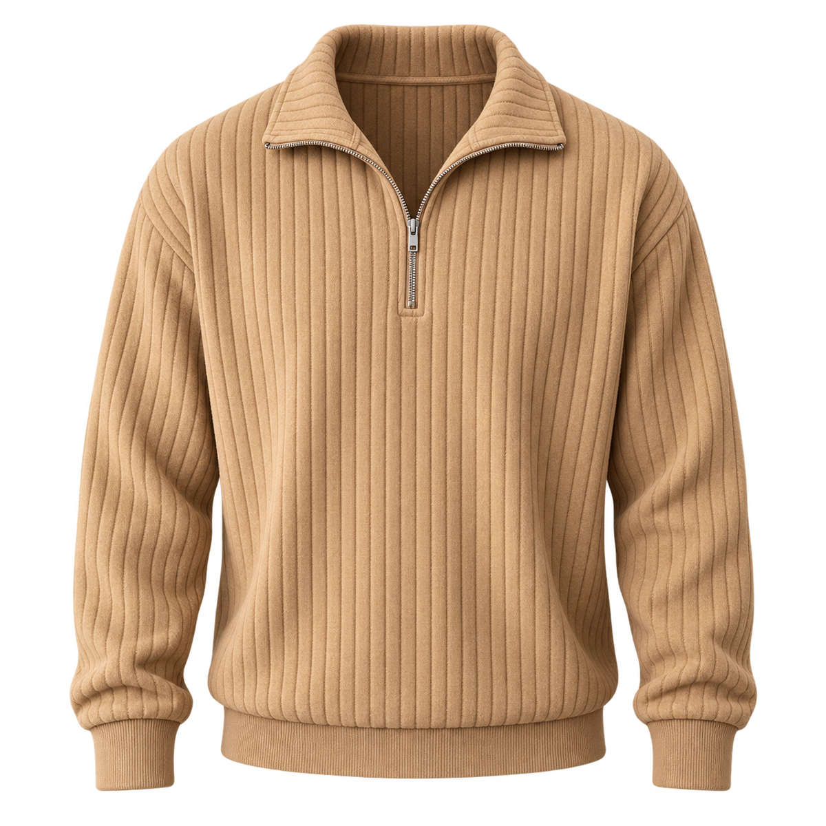 Ribbed quarter zip — studio view