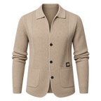 Pocket collar cardigan — studio view