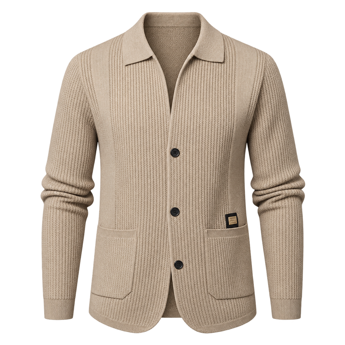 Pocket collar cardigan — studio view