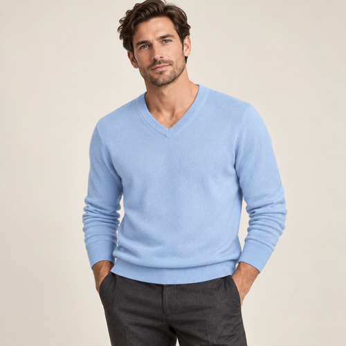 Classic V-neck jumper — model view