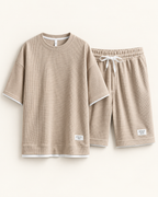 Waffle lounge shorts set — studio view