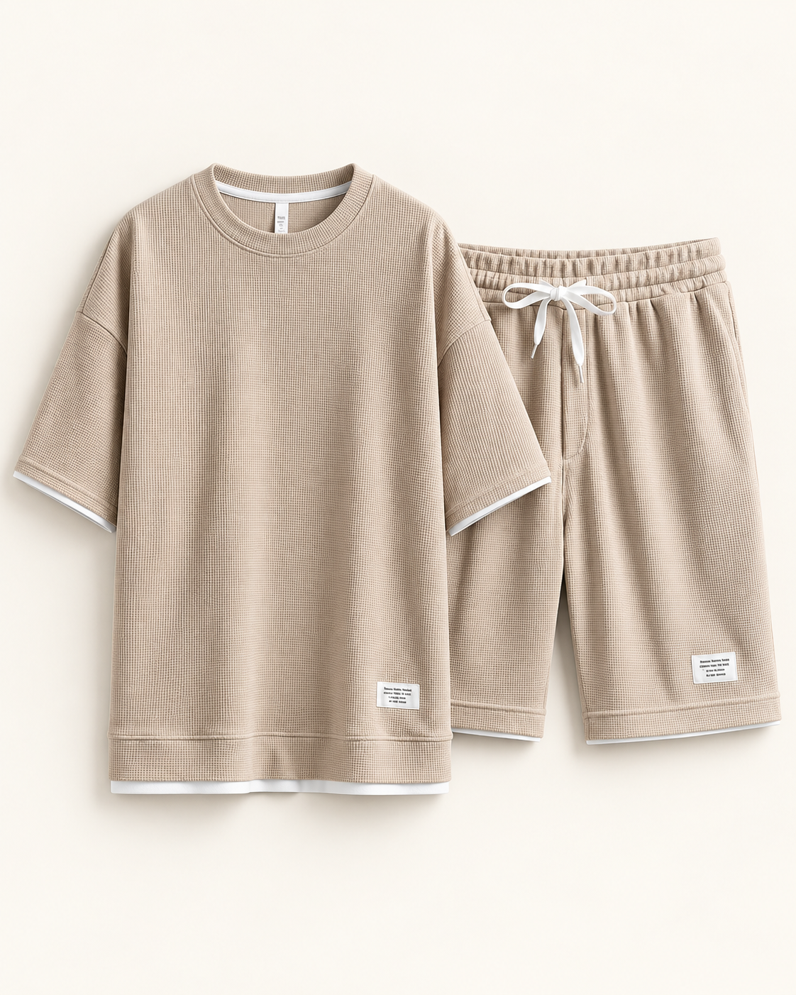 Waffle lounge shorts set — studio view