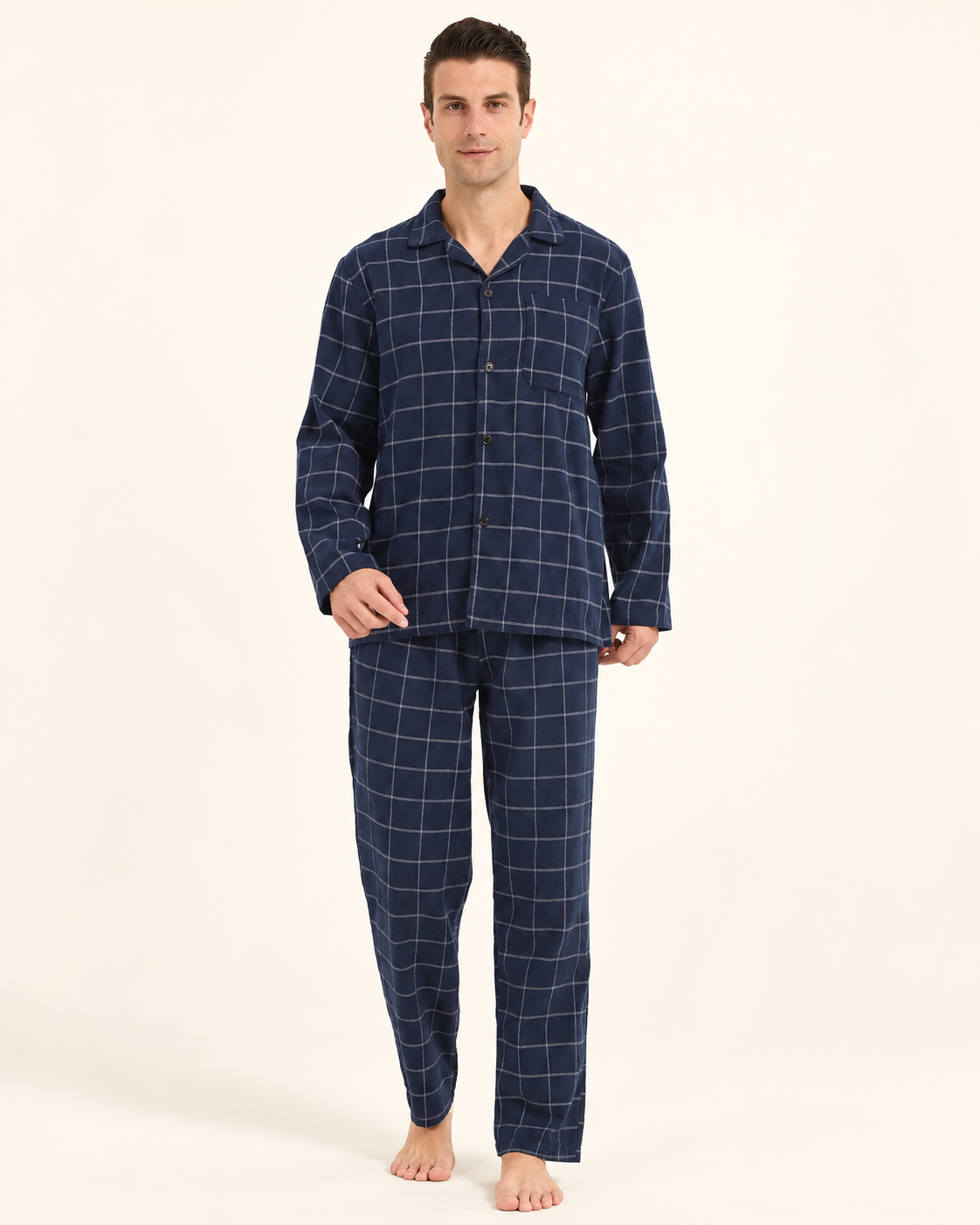 Flannel check pyjamas — model view