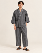 Piped kimono lounge set — model view