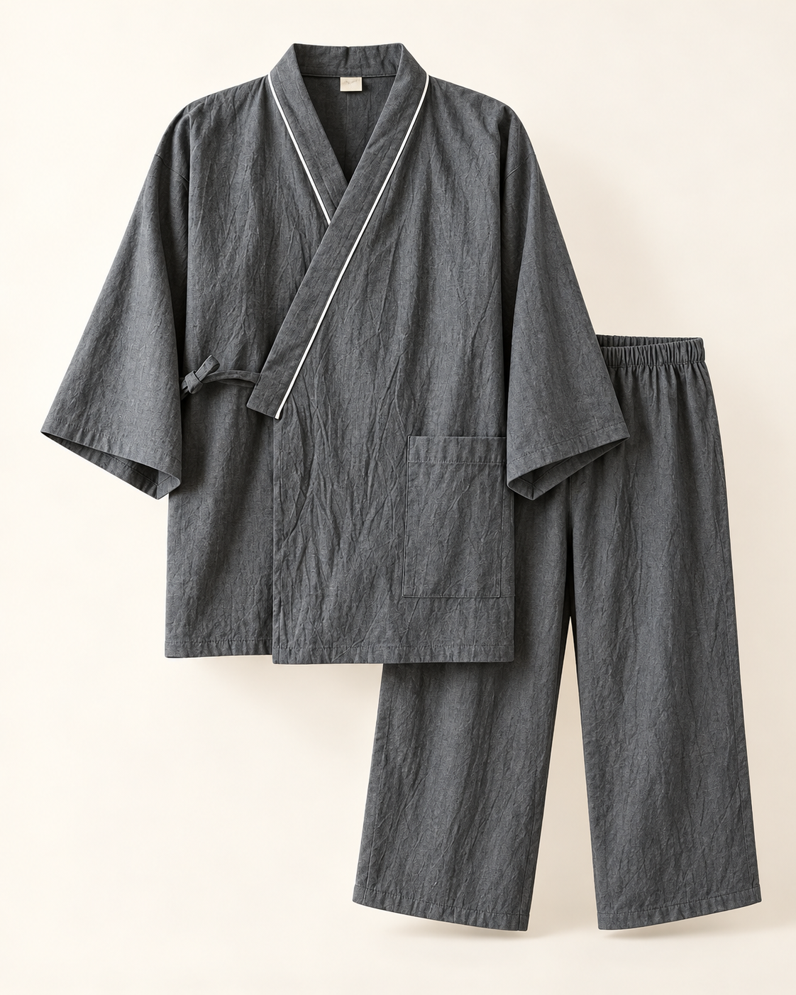 Piped kimono lounge set — studio view