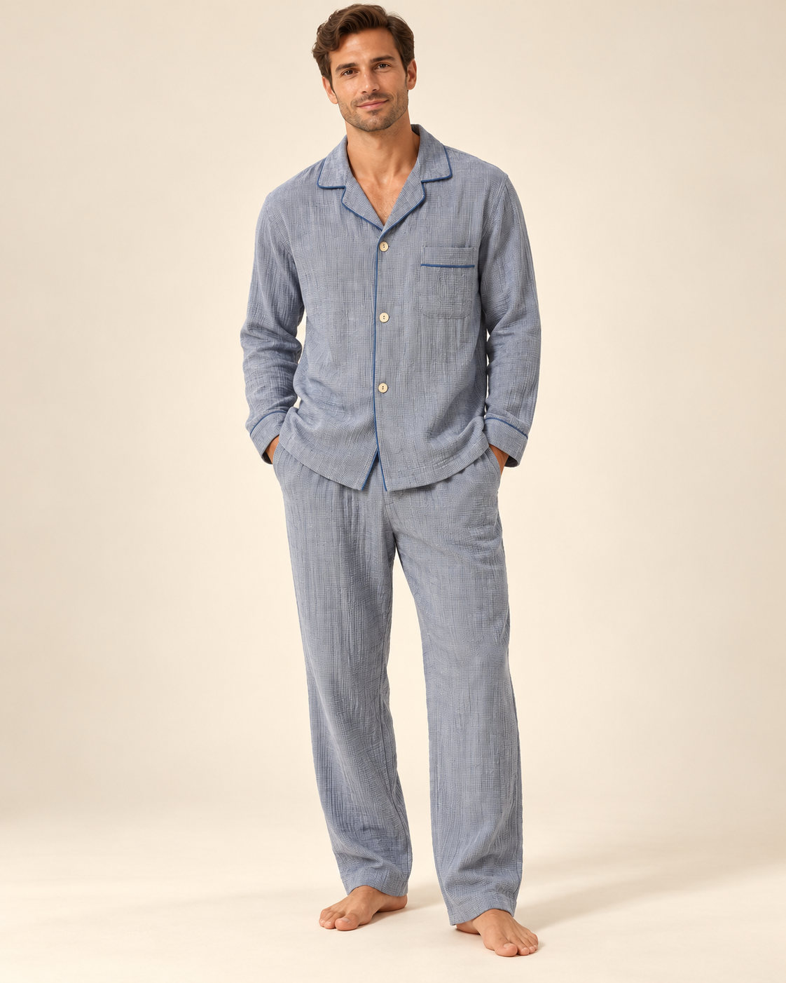 Double-gauze cotton pyjamas — model view
