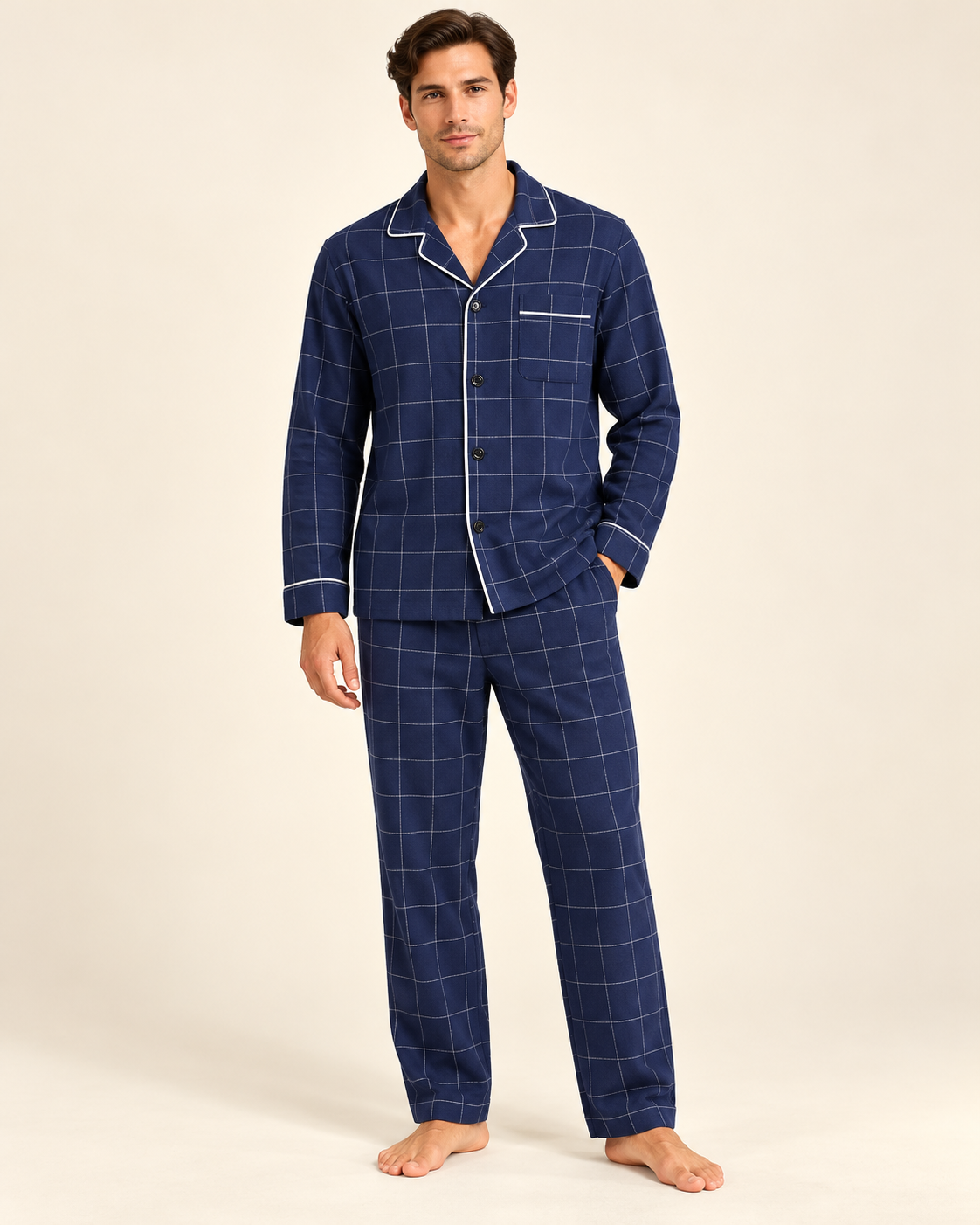 Printed cotton-blend pyjamas — model view