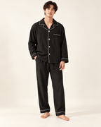 Textured piped pyjamas — model view