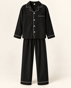 Textured piped pyjamas — studio view