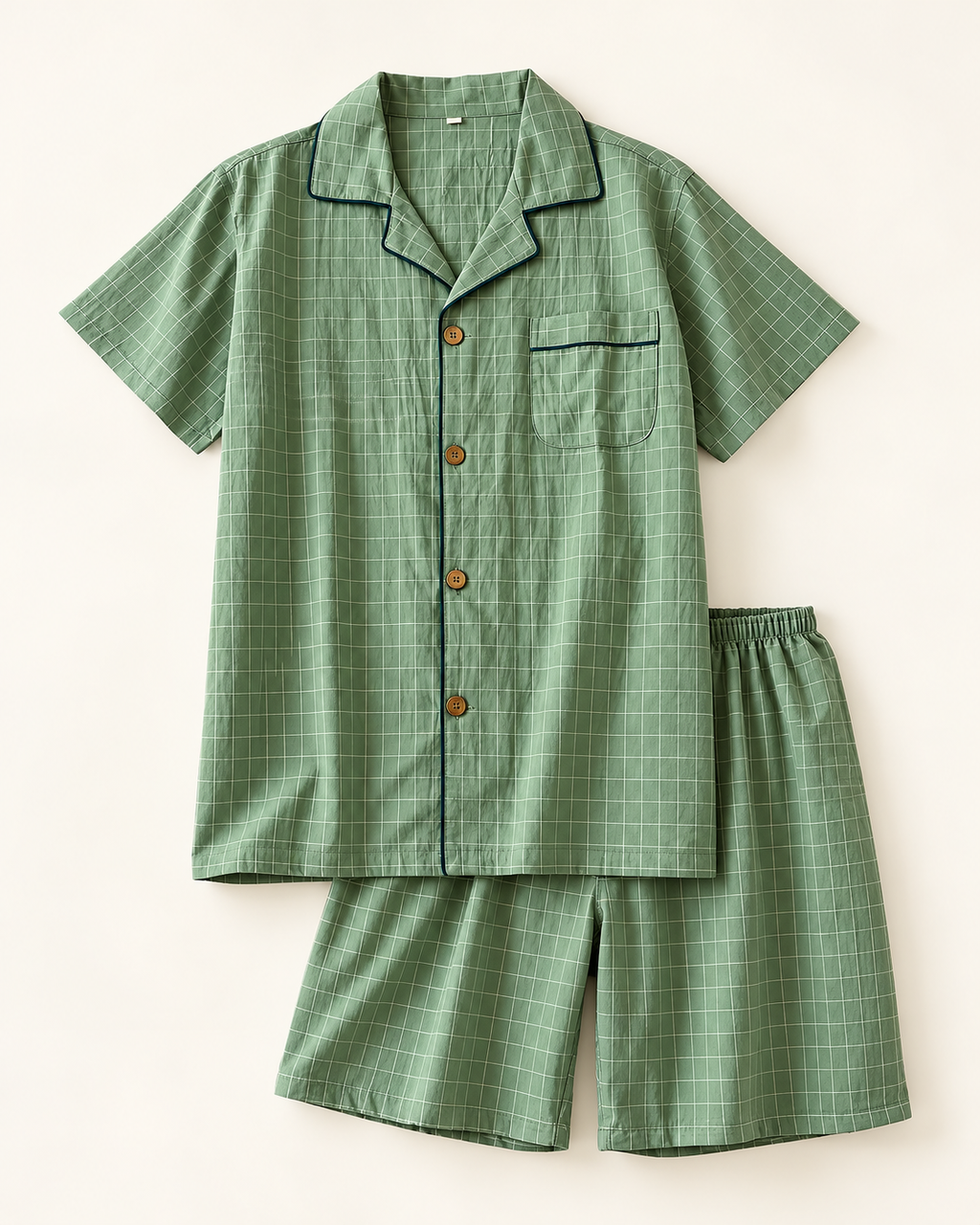 Fine-check short pyjamas — studio view
