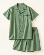 Fine-check short pyjamas — studio view