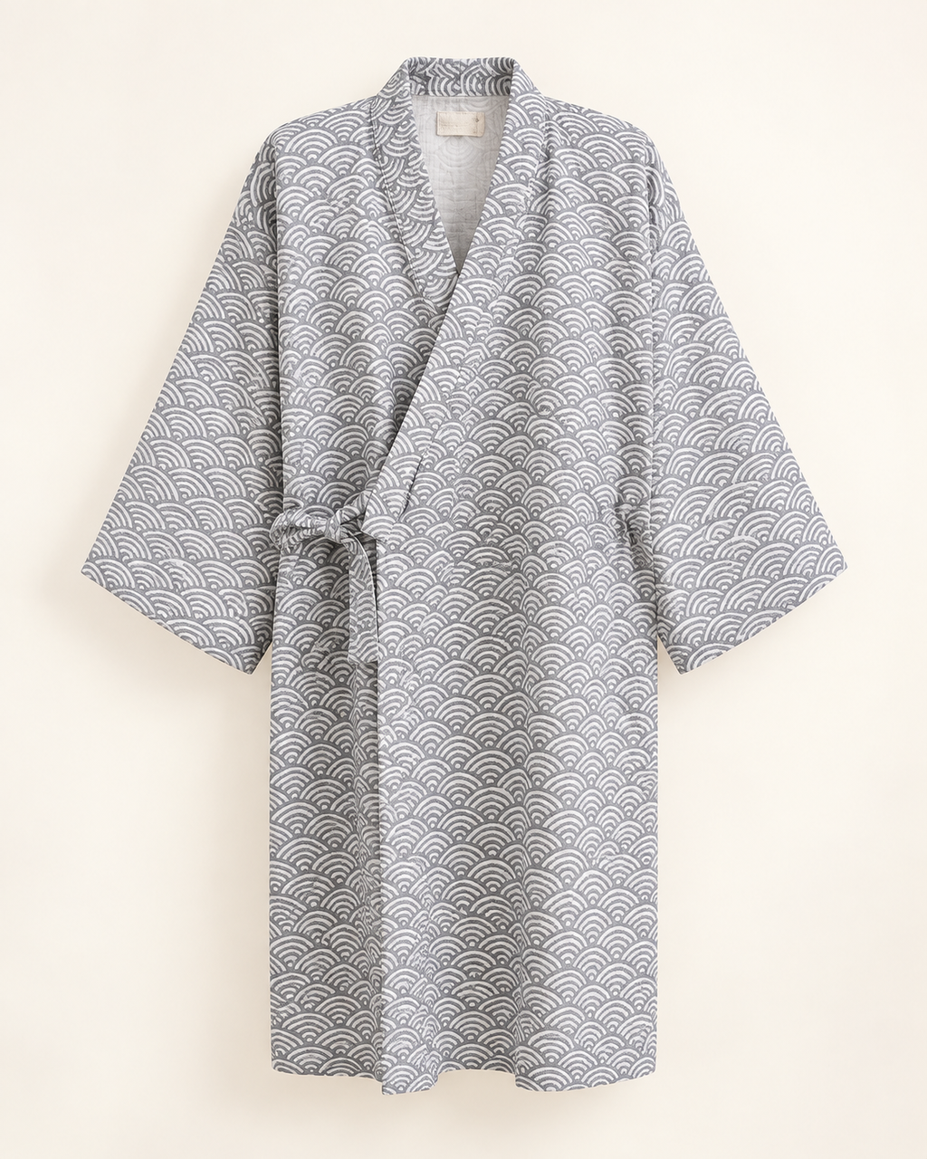 Patterned gauze robe — studio view