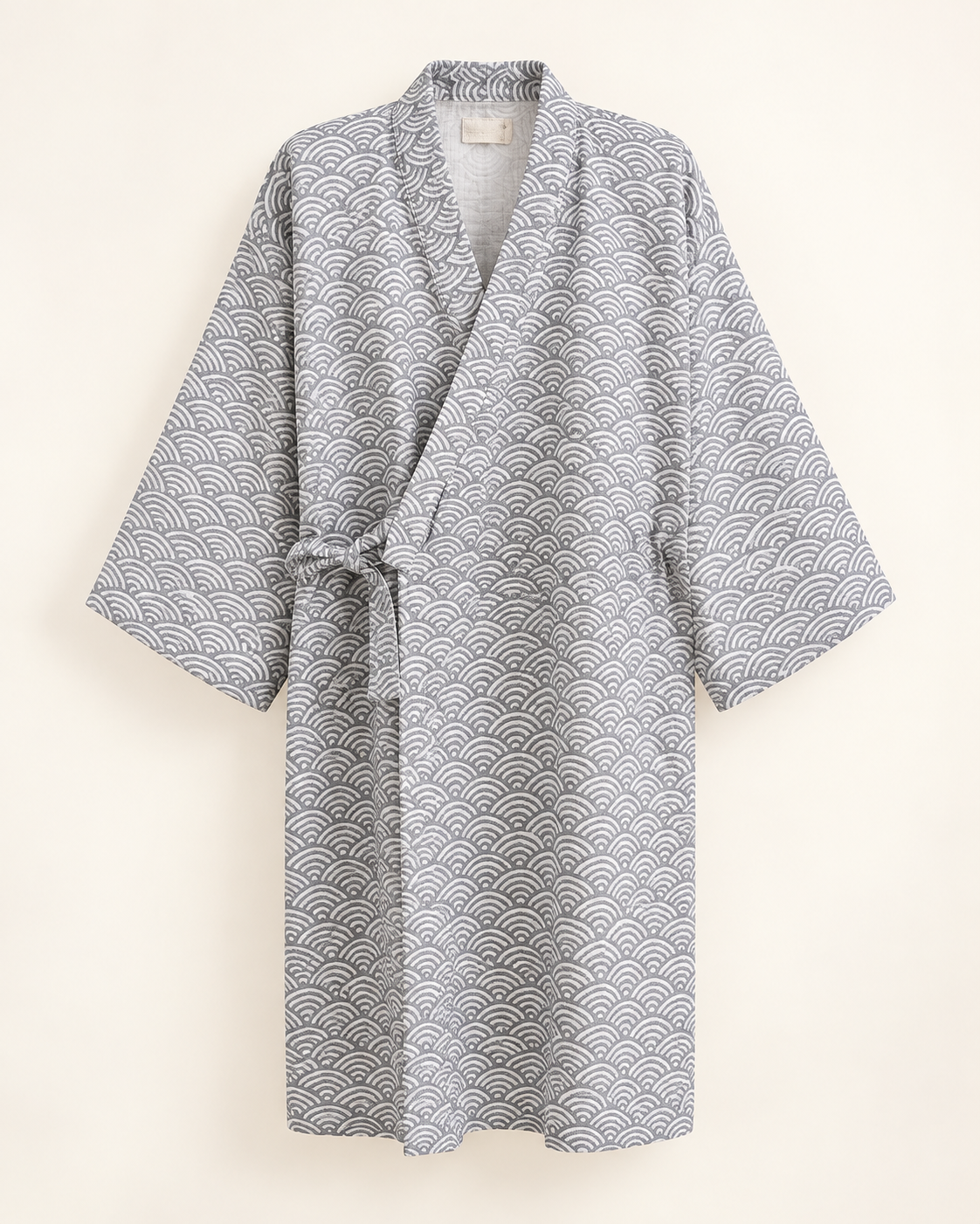 Patterned gauze robe — studio view