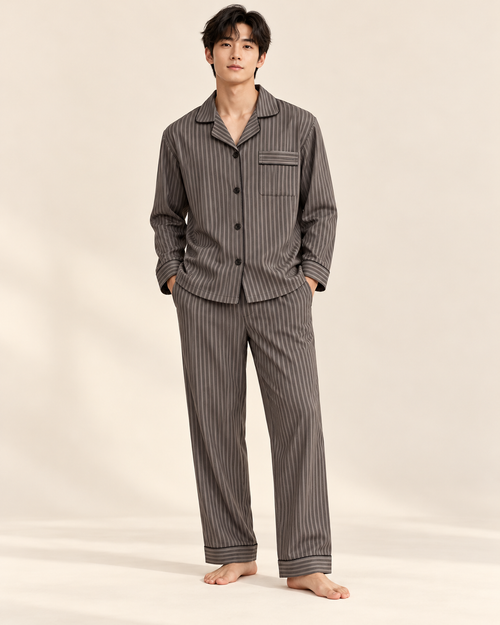 Pinstripe cotton pyjamas — model view