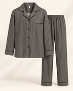 Pinstripe cotton pyjamas — studio view