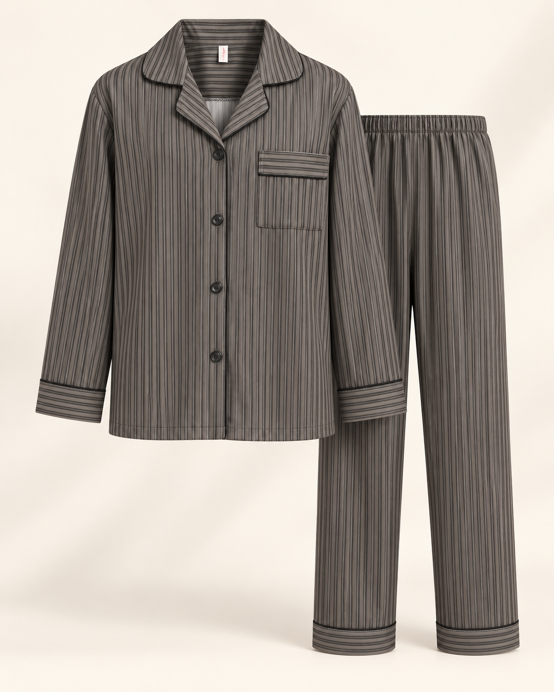 Pinstripe cotton pyjamas — studio view