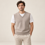 Model wearing knitwear in a neutral studio